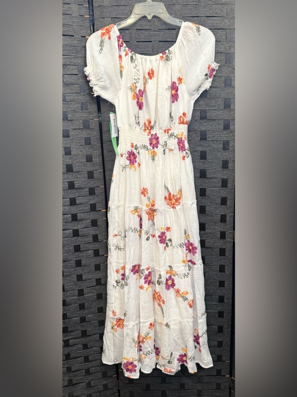 Anthropology Kindred White Floral Embroidered Peasant Maxi Dress - Picture 2 of 9